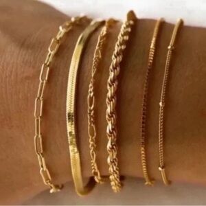 “Weekdays” 14K Gold Plated Bracelet Stack Set